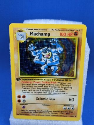 Machamp 8/102 Pokemon Card Base Set 1st Edition Rare Holo