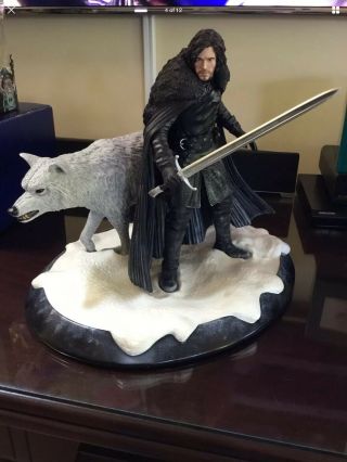 Rare Hbo Dark Horse Game Of Thrones Jon Snow And Ghost Statue Ltd Ed