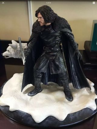 Rare HBO Dark Horse Game Of Thrones Jon Snow And Ghost Statue Ltd Ed 2