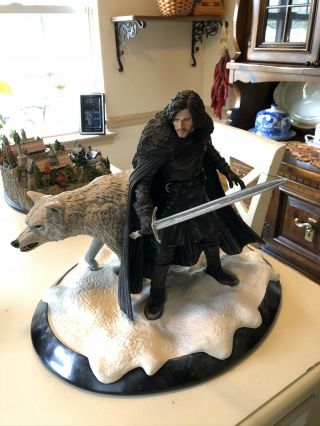 Rare HBO Dark Horse Game Of Thrones Jon Snow And Ghost Statue Ltd Ed 3