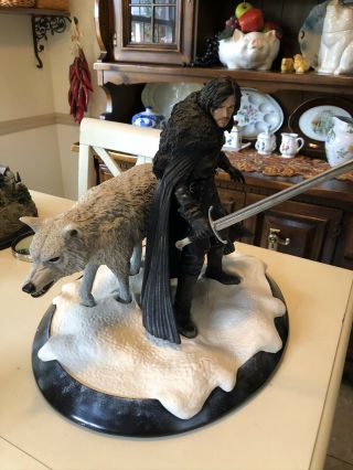Rare HBO Dark Horse Game Of Thrones Jon Snow And Ghost Statue Ltd Ed 4