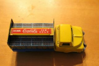 Vintage 1950 ' s Japan Coca Cola Delivery truck Tin Toy Friction HAJI 4