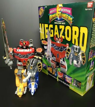 1993 Bandai Mighty Morphin Power Rangers Dino Megazord Deluxe Set - 100 Complete