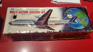 Vintage Tin Battery Operated Multi - Action Electra Jet Made In Japan
