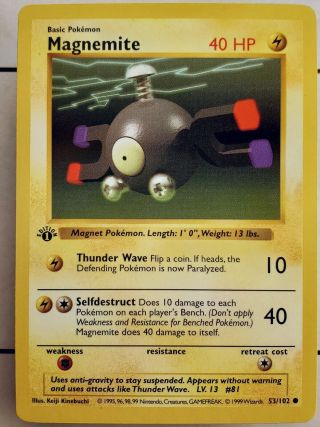 Magnemite - 1999 Pokémon Tcg,  Base Set,  1st Edition