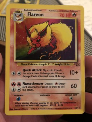 Flareon - 3/64 - Holo Rare - 1999 - Jungle Set - Pokemon Card Exc