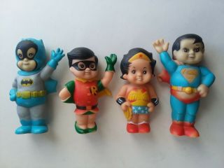 Rare: Set Of 1978 Batman Robin Wonder Woman Superman Vintage Junior Squeak Toys