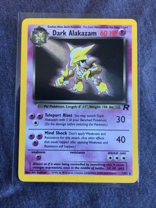 Pokémon Dark Alakazam 1/82 - Team Rocket Holo Rare - Nm