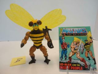 Vintage 1980s Motu Buzz - Off Complete With Weapons & Comic (b)