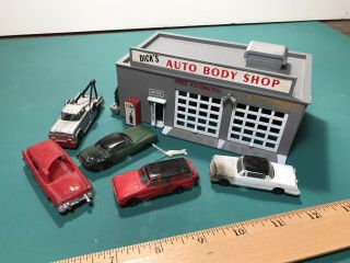 Vintage Plasticville Ho Scale Auto - Body Repair Shop 2915 Model/kit 4 Car Truck