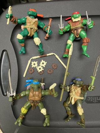 2005 Tmnt Teenage Mutant Ninja Turtle Paleo Figures Weapons Leo Raph Mikey Donny