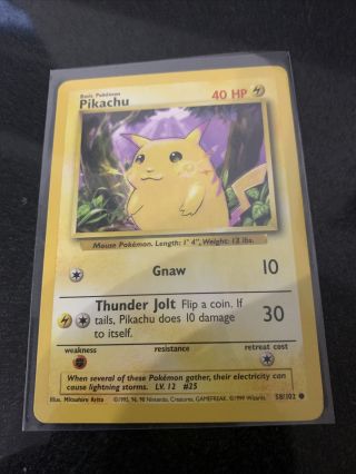 Pikachu 58/102 Common Pokemon Card Base Set Wotc 1999