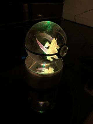 Sela Design Pokemon Go Laser K9 Crystal Engraved Led Rotating Base - Dragonite