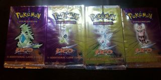 4 X Wotc 1st Edition Pokemon Neo Destiny Empty Booster Packs Complete Pack Art