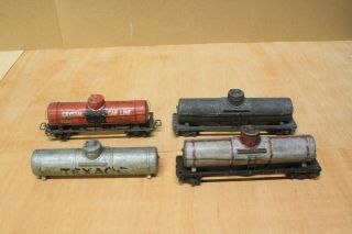 Ho Metal Tank Cars Set Of 4,  (3 Are American Flyer)