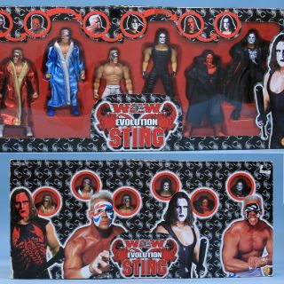 Evolution Of Sting - Wcw Toybiz - 6 Figure Box Set Rare Vintage Wrestling Aew