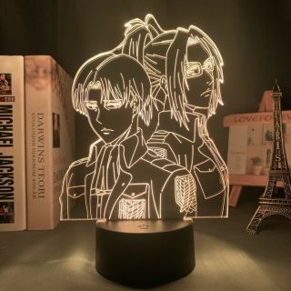 Levi & Hange Led Anime Attack On Titan Night Light 3d Rgb Bedroom Lamp Figure