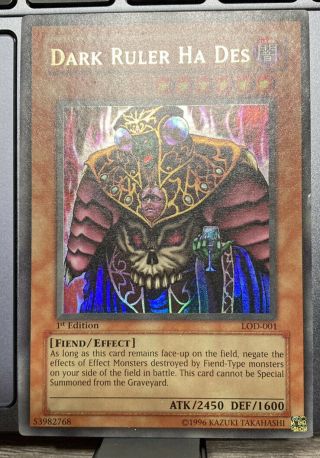 Yugioh Dark Ruler Ha Des - Lod - 001 Ultra Rare 1st Edition - (, Bonus Card)