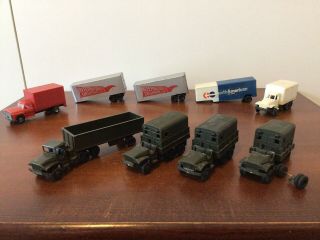 Rare Vintage Roco Army Trucks And Lindburg Plastic Truck
