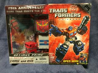 Transformers 25th Anniversary G1 Optimus Prime With Comic And Dvd Nisb