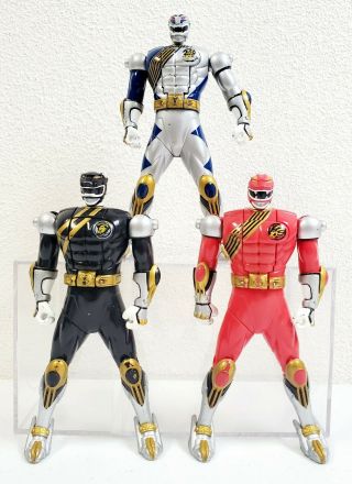 2001 Power Rangers Wild Force Spin Action Flip Head Red Black And Silver Rangers