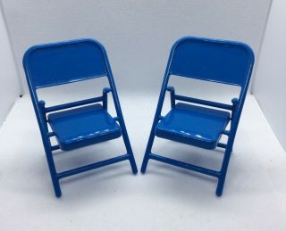 Wwe Wwf Wcw Two 2 Blue Steel Chairs Plastic Wrestling / Wrestler Weapon
