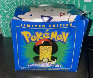 1999 Pokemon Togepi 23k Gold Card Burger King Nintendo W/box Card Pokeball