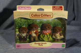 Calico Critters Chocolate Lab Labrador Dog Family Retired 2 Dogs 2 Puppies Nrfb