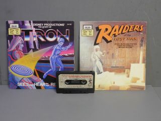 Vintage 1981 Tron & Raiders Of The Lost Ark Cassette Tape & Book Read Along