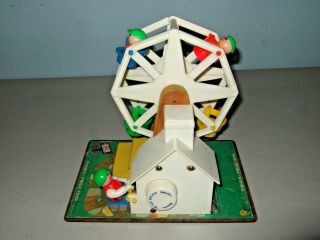 Vintage 1966 Fisher Price Music Box Ferris Wheel 969 comes with 2 figures 3