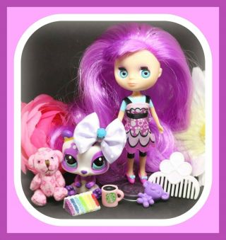 ❤️littlest Pet Shop Lps Blythe B47 Pretty In Purple Panda Bear 2459 Doll Lot❤️