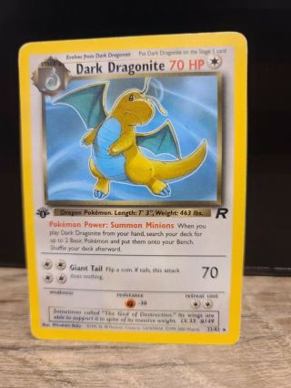 Dark Dragonite 1st Edition Roccket 22/82 Non - Holo Played Pokemon