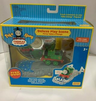 Thomas The Tank Engine Deluxe Play Scene Toy Percy Takes The Plunge & Dvd