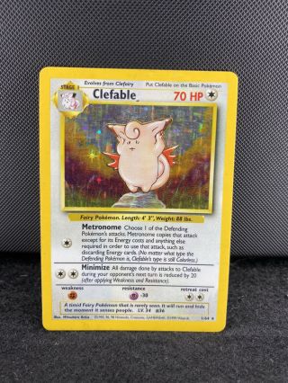 1999 Pokemon Card Clefable 1/64 Holo Unlimited Jungle No Symbol Error Wotc