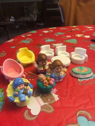 11 - Pc.  Fisher Price Little People Vintage Dollhouse Accessories - Babies - Mothers
