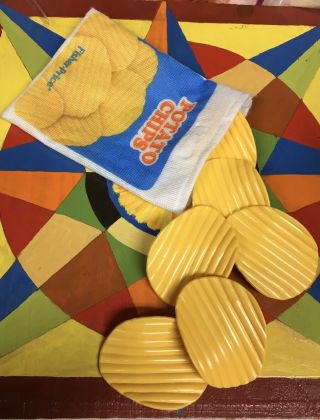 Vtg Fisher Price Play Food Potato Chips & Bag Pretend Fun For Tikes Kitchen 1987