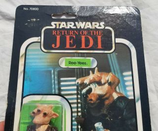 Star Wars Vintage Ree Yees Figure ROTJ 65 Back B Carded MOC Made In Mexico 1983 3