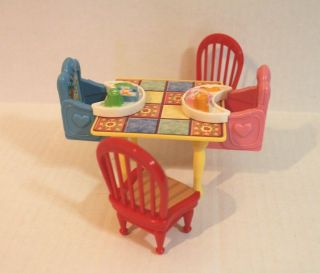 Fisher - Price Loving Family Dollhouse Dining Table with 2 Red Chairs & Baby Seats 2