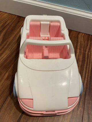 Vintage Playskool Dollhouse White Pink Convertible Car 1992 1991 Bright Vibrant 3