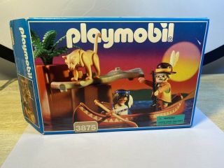 Playmobil 3875 Trackers Canoe With Native American & Indian Figures