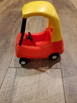 Vintage Little Tikes Cozy Coupe 6 " Car Red Yellow Miniature,  Dollhouse Size A2