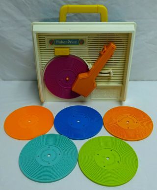 Vintage 1987 Fisher Price Wind - Up Music Box Record Player
