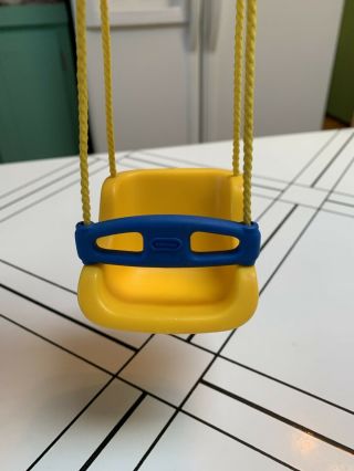 Vintage Little Tikes Yellow Dollhouse Size Swing For Blue Roof & Grandma 