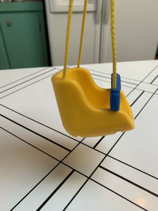 Vintage Little Tikes Yellow DOLLHOUSE SIZE Swing for Blue Roof & Grandma ' s House 2