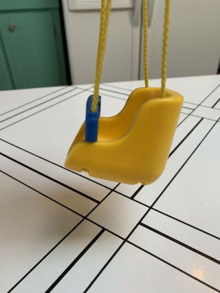 Vintage Little Tikes Yellow DOLLHOUSE SIZE Swing for Blue Roof & Grandma ' s House 3
