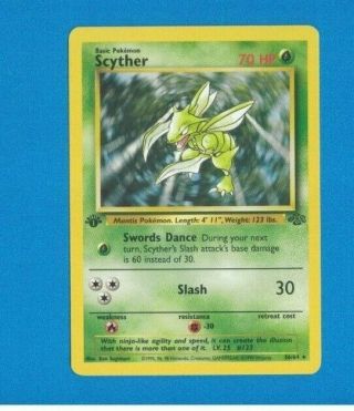Scyther 1st Edition 26/64 Non - Holo Jungle Pokemon Card Np/nrmt