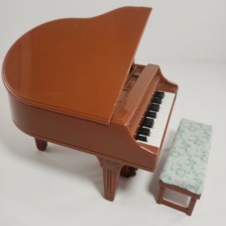 Vintage Fisher Price Loving Family Piano And Cloth Covered Bench Really Plays