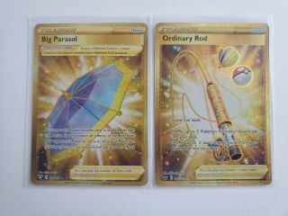 Pokemon Secret Rare Set Of 2 Big Parasol And Ordinary Rod