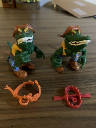 Two Vintage 1989 Playmates Tmnt Leatherhead Teenage Mutant Ninja Turtles Figure