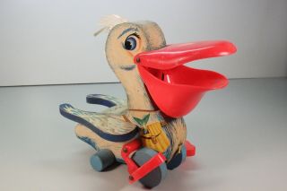 Vintage 1960s Fisher Price Big Bill Pelican No 794 Pull Toy.  H96
